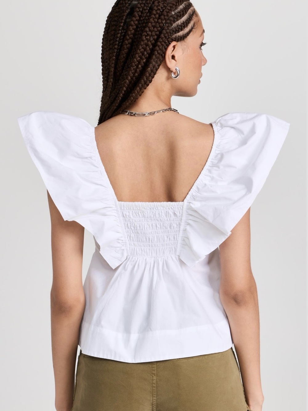 Cotton Poplin Ruffle Blouse - Picture 2 of 8